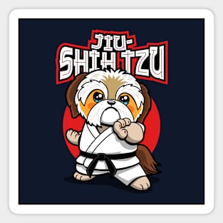 Funny Cute Kawaii MMA Shih Tzu Doing Jiu jitsu Gift For Dog Lovers Magnet